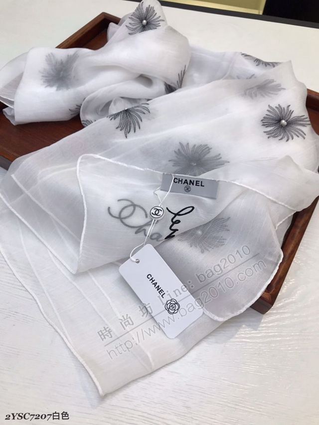 CHANEL圍巾 2019年最新火爆款 香奈兒真絲繡花長巾 CHANE女絲巾  llwj6784